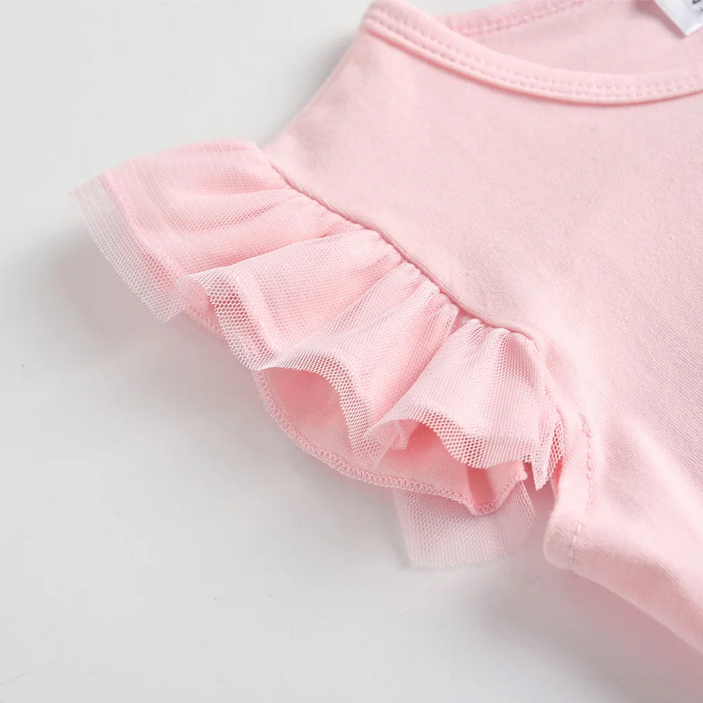 Children Unicorn Pink Ruffle Sleeve Shirt