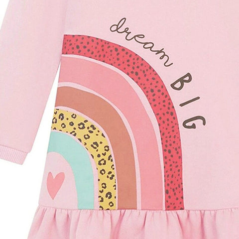 Rainbow Dream Big Print Long Sleeve Dress