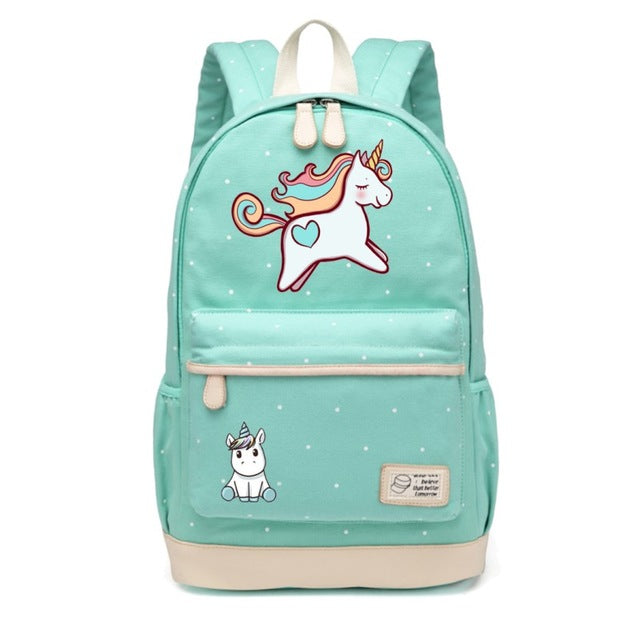 Leaping Unicorn Canvas Backpack