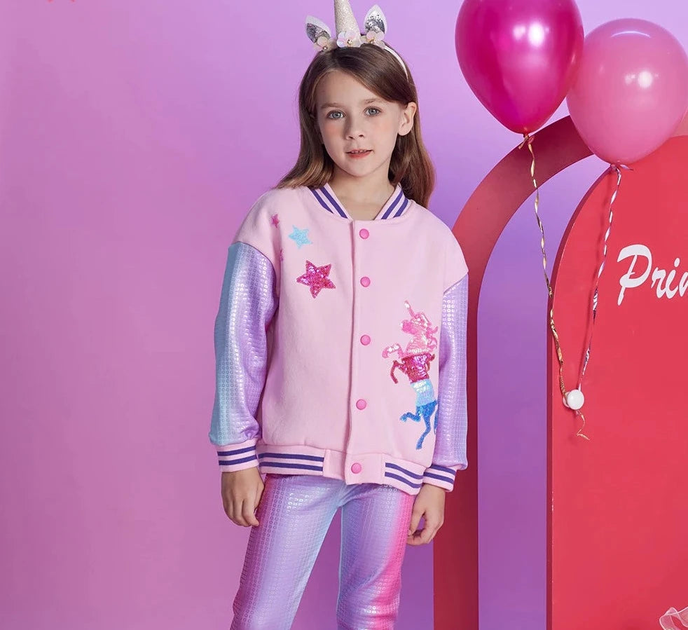 Girls Unicorn Sequin Jersey Jacket