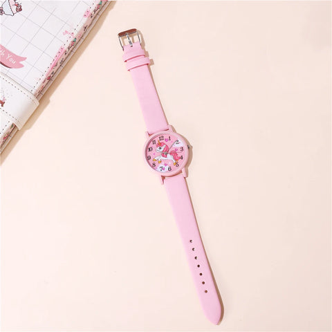 cute pink leather unicorn watch