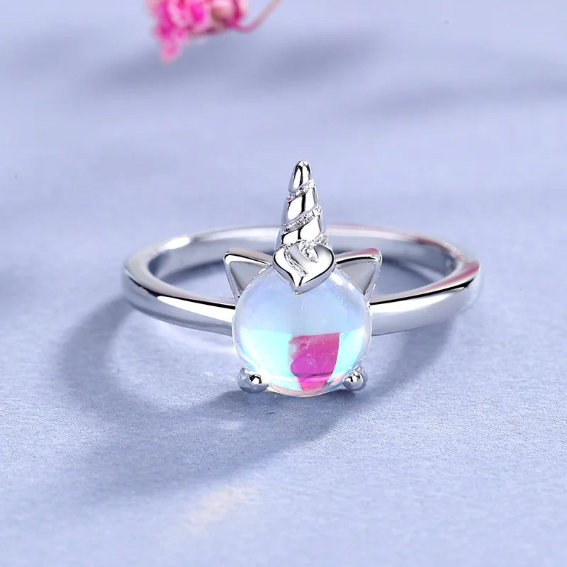 Adjustable Unicorn Moonstone Ring