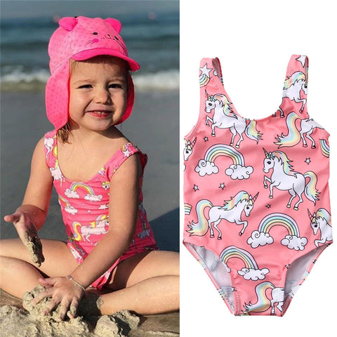 Pink Rainbow Unicorn Baby Swimsuit
