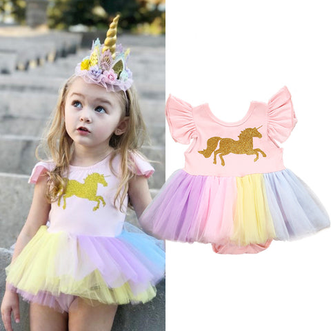 Rainbow Unicorn Tutu Dress for Girls