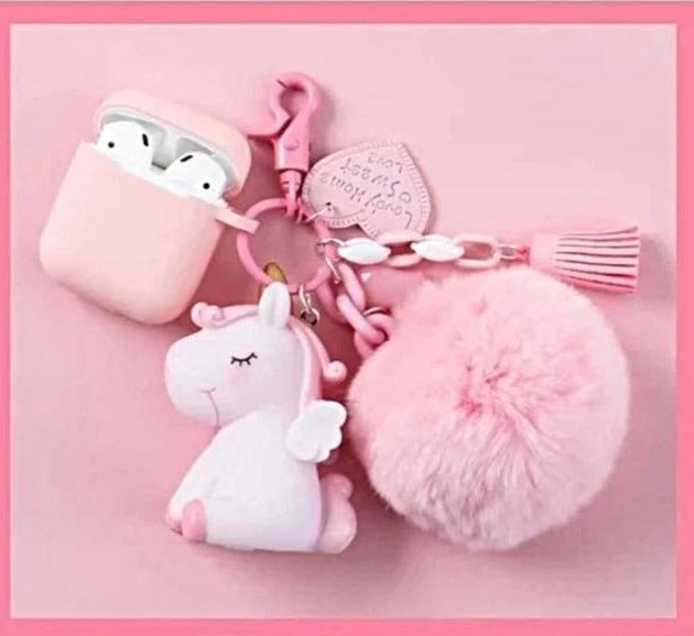 Star Unicorn AirPods Silicone Case Cover with Keychain