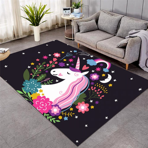 Unicorns Are Real Floral Area Rug Floor Mat