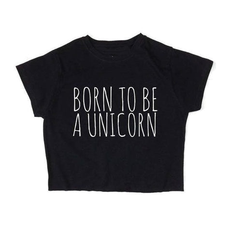 Black Born To Be A Unicorn Crop Top