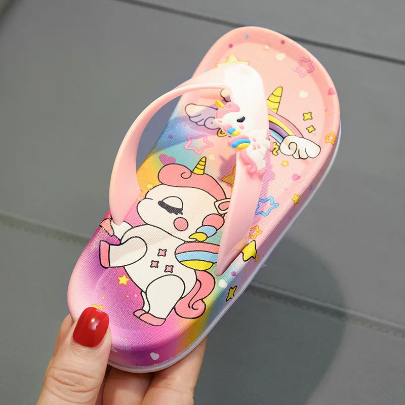 Girls Colorful Unicorn Flip-flops