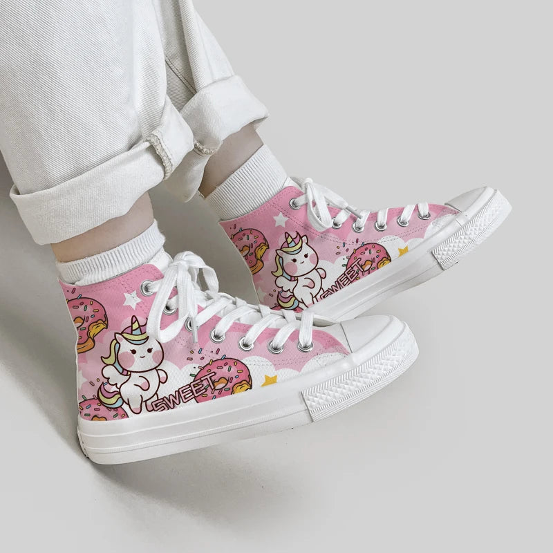 Trendy Anime Cat-i-corn Womens Sneakers