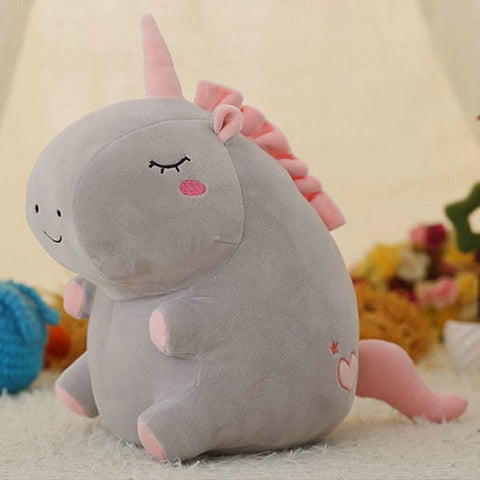 Gray Chubby Stuffed Unicorn
