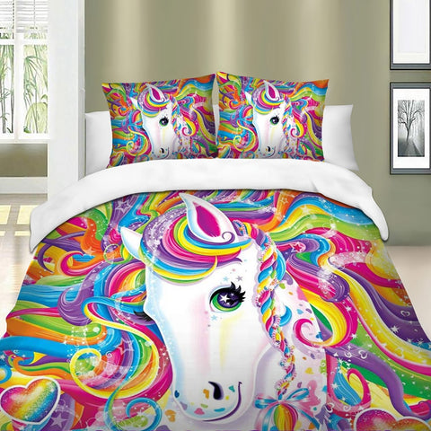 3-Piece Rainbow Majesty Unicorn Duvet Cover Set