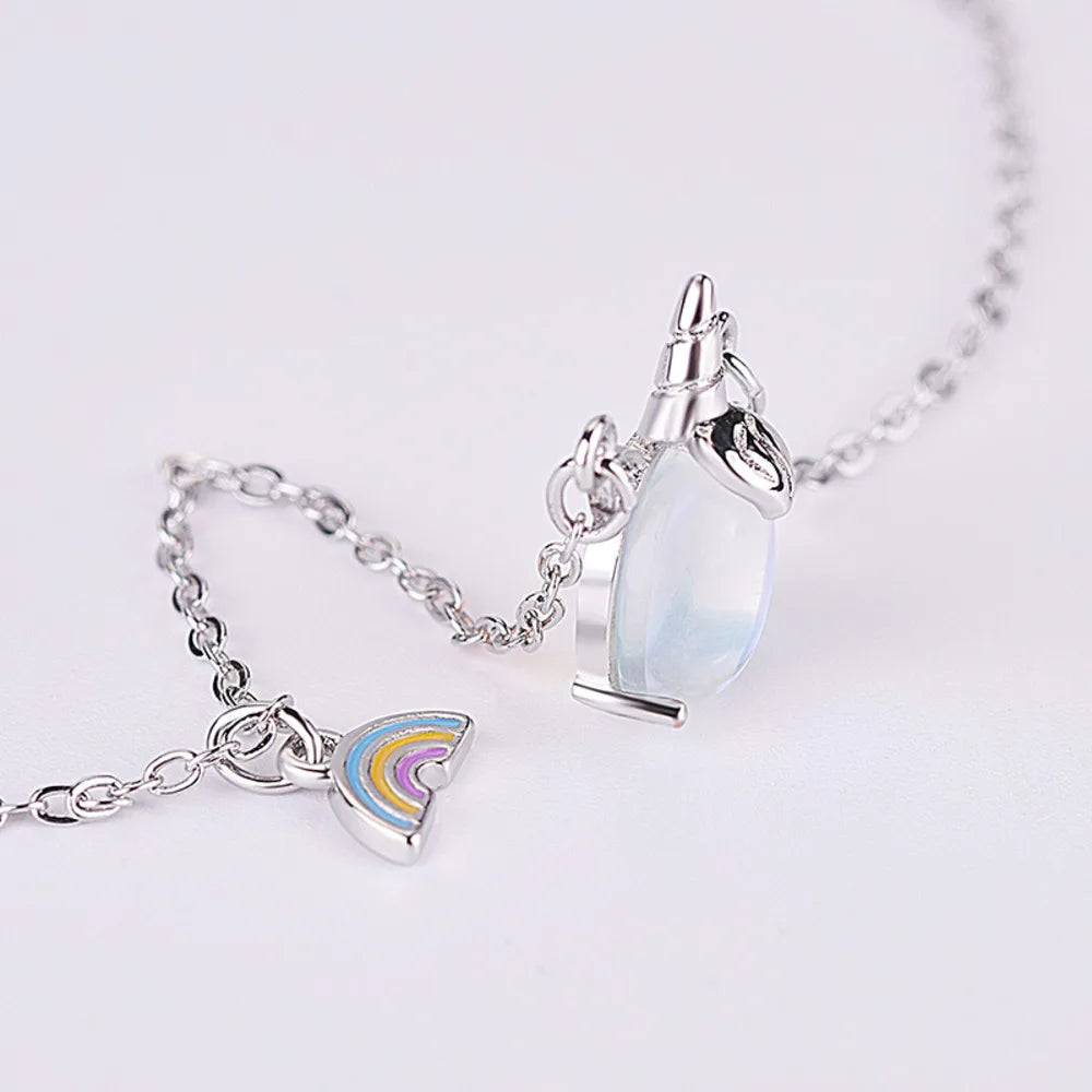 Unicorn Moonstone Rainbow Necklace