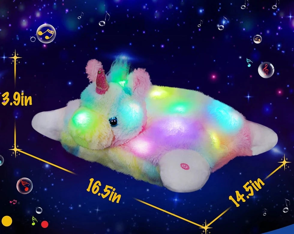 Unicorn Plush Toy with LED Lights and Music