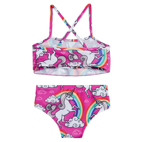 Girls 2-Piece Rainbow Unicorn Swimsuit
