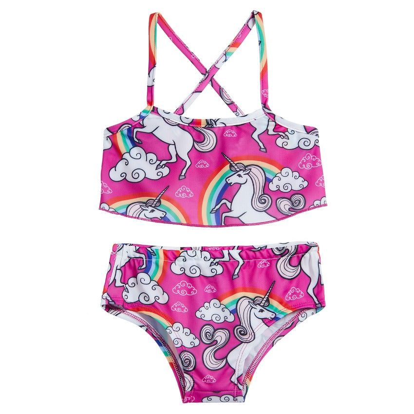 Girls 2-Piece Rainbow Unicorn Swimsuit