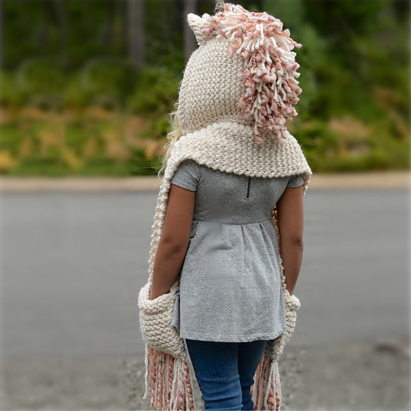 Girls Unicorn Winter Hat Model 2