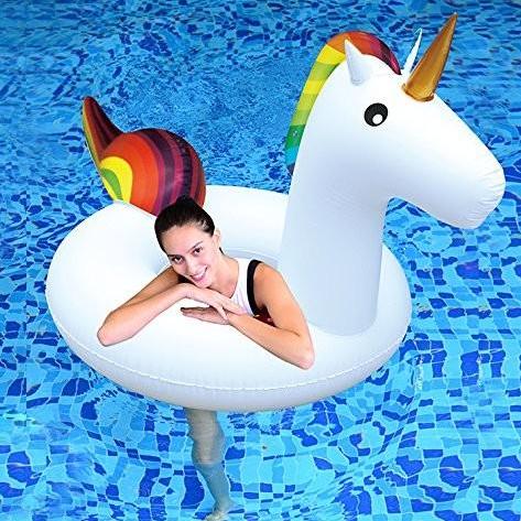 Rainbow Inflatable Unicorn Pool Tube / Ring