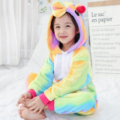 Kids Rainbow Unicorn Onesie Costume / Pajamas