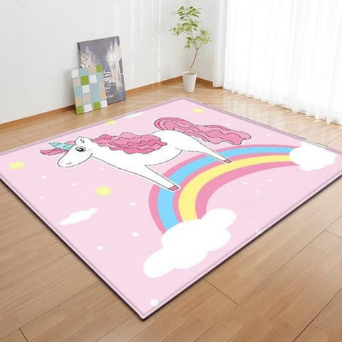 Pink Rainbow Sky Unicorn Area Rug Floor Mat