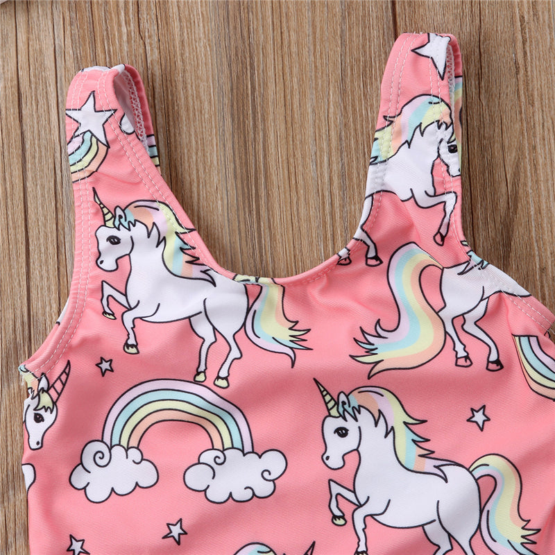 Pink Rainbow Unicorn Swimsuit Top