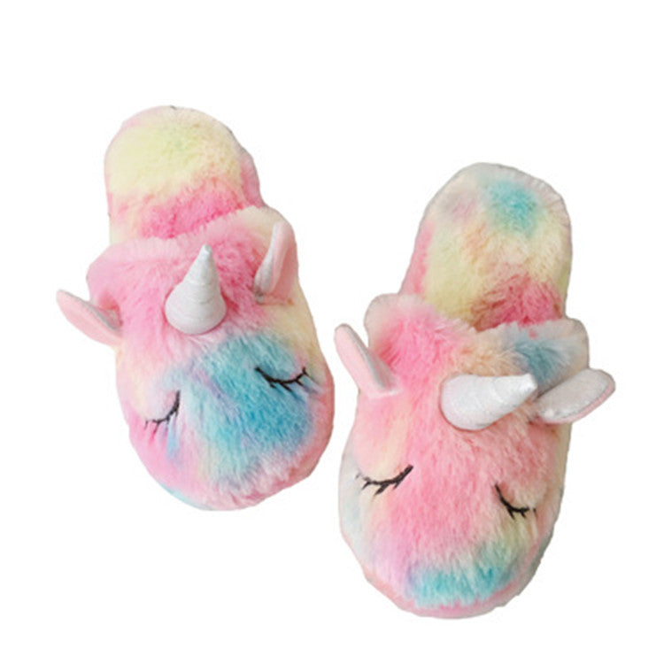 Fuzzy Rainbow Unicorn Dream Slippers