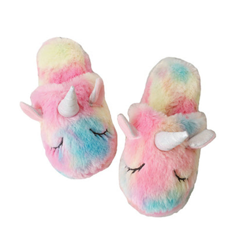 Fuzzy Rainbow Unicorn Dream Slippers
