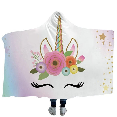 Wearable Plush Fleece Hooded Unicorn Blanket