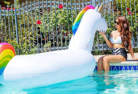 Giant Inflatable Unicorn Float by Pool