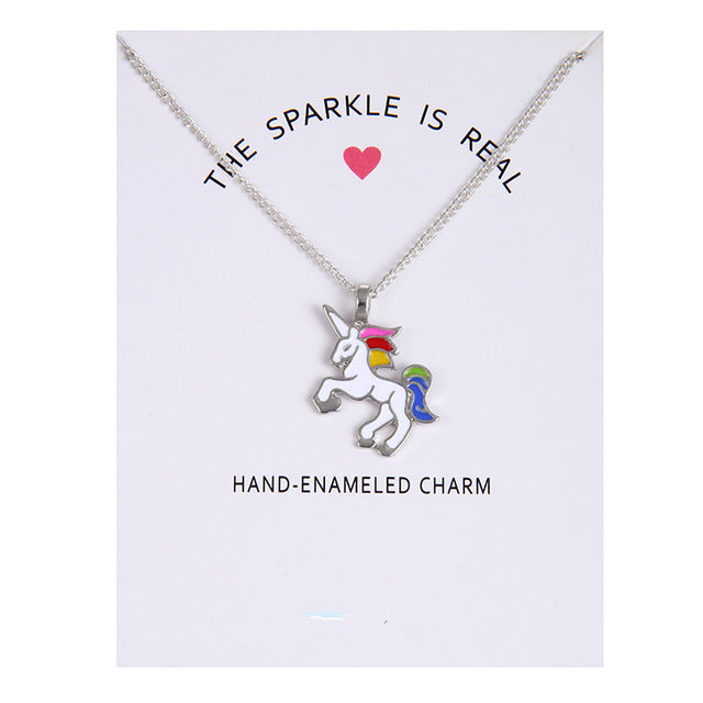 The Sparkle Is Real Enamel Unicorn Pendant Necklace