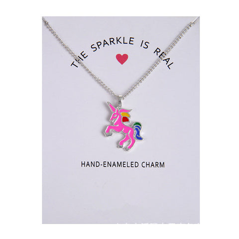 The Sparkle Is Real Enamel Unicorn Pendant Necklace