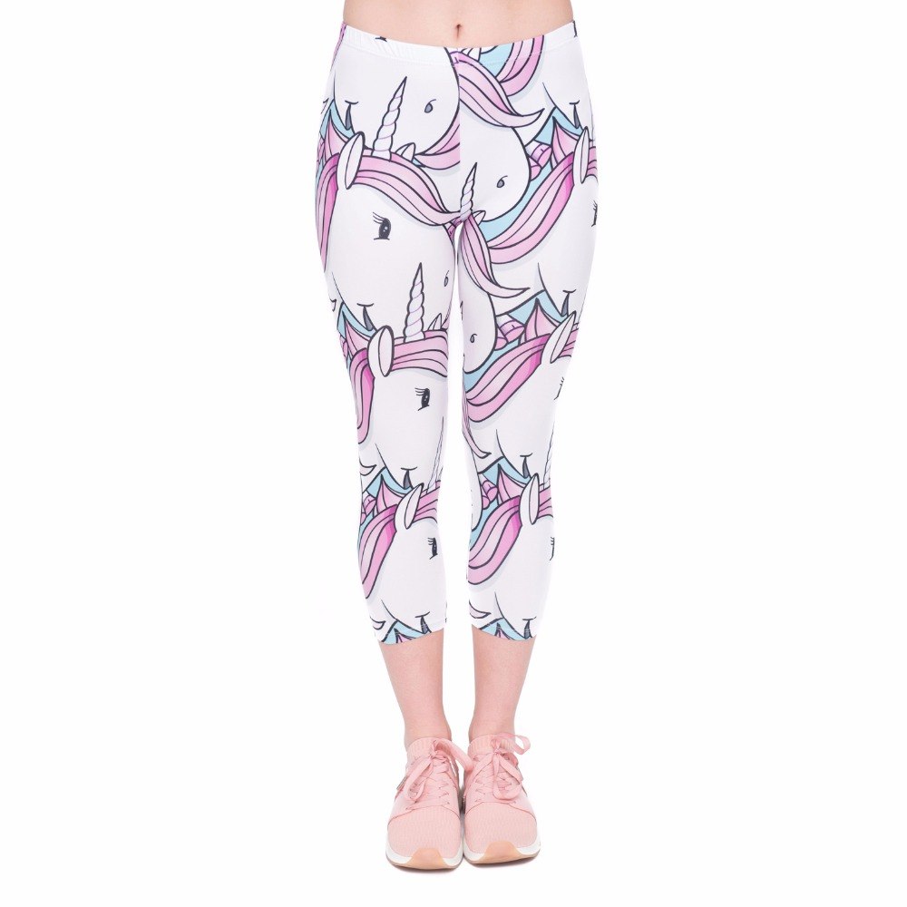 Women's Capri / Mid-Calf White Cartoon Unicorn Leggings