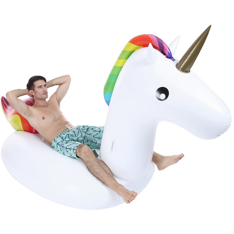 Man on Unicorn Inflatable Pool Float