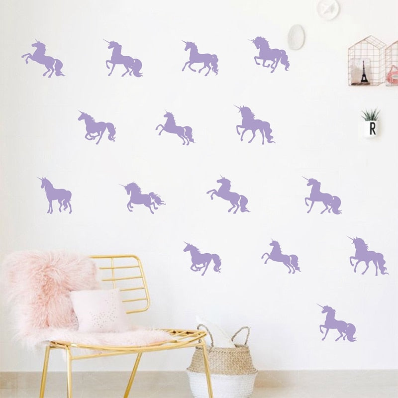 16pc Unicorn Silhouette Wall Decal Stickers