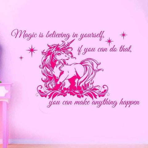 Large &quot;Magic is Believing in Yourself&quot; Unicorn Wall Sticker