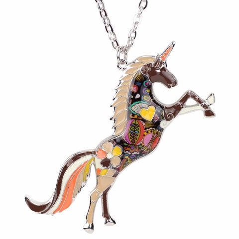 Enamel Kaleidoscopic Unicorn Necklace