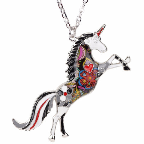 Enamel Kaleidoscopic Unicorn Necklace