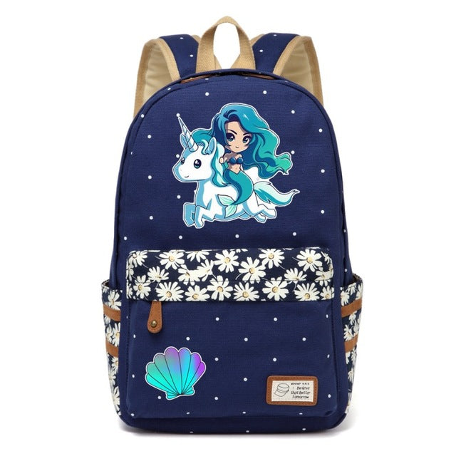 Navy Unicorn + Mermaid Backpack