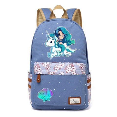 Unicorn + Mermaid Canvas Backpack