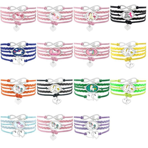 Leather Unicorn Cabochon Bracelet Colors
