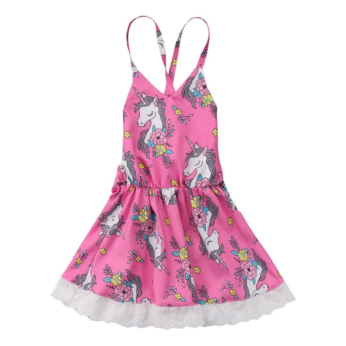Baby Girls Sleeveless Pink Unicorn Party Dress