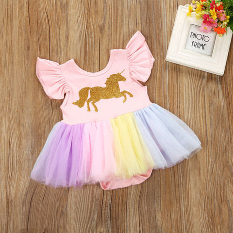 Rainbow Unicorn Tutu Summer Dress