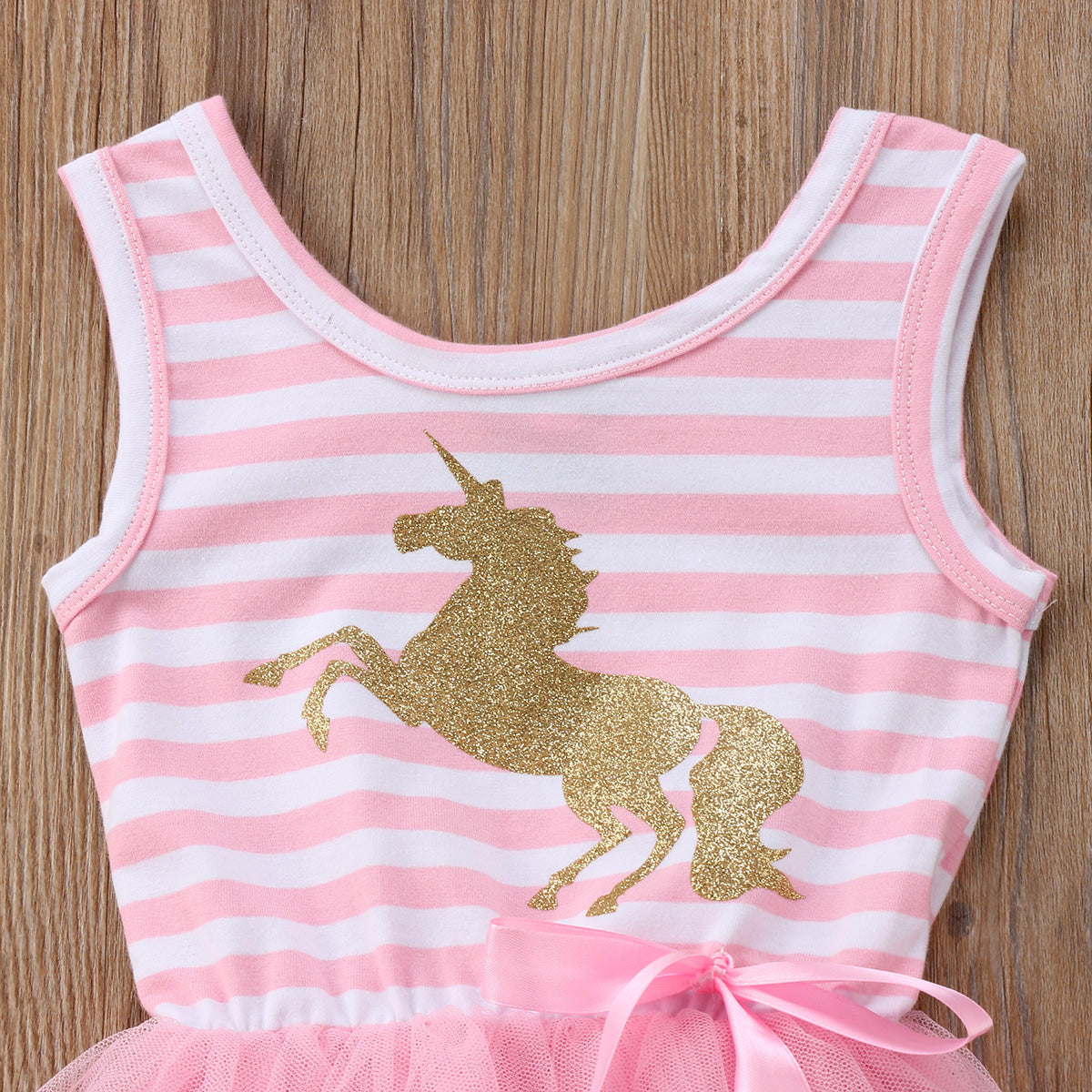 Pink Striped Unicorn Dress Top
