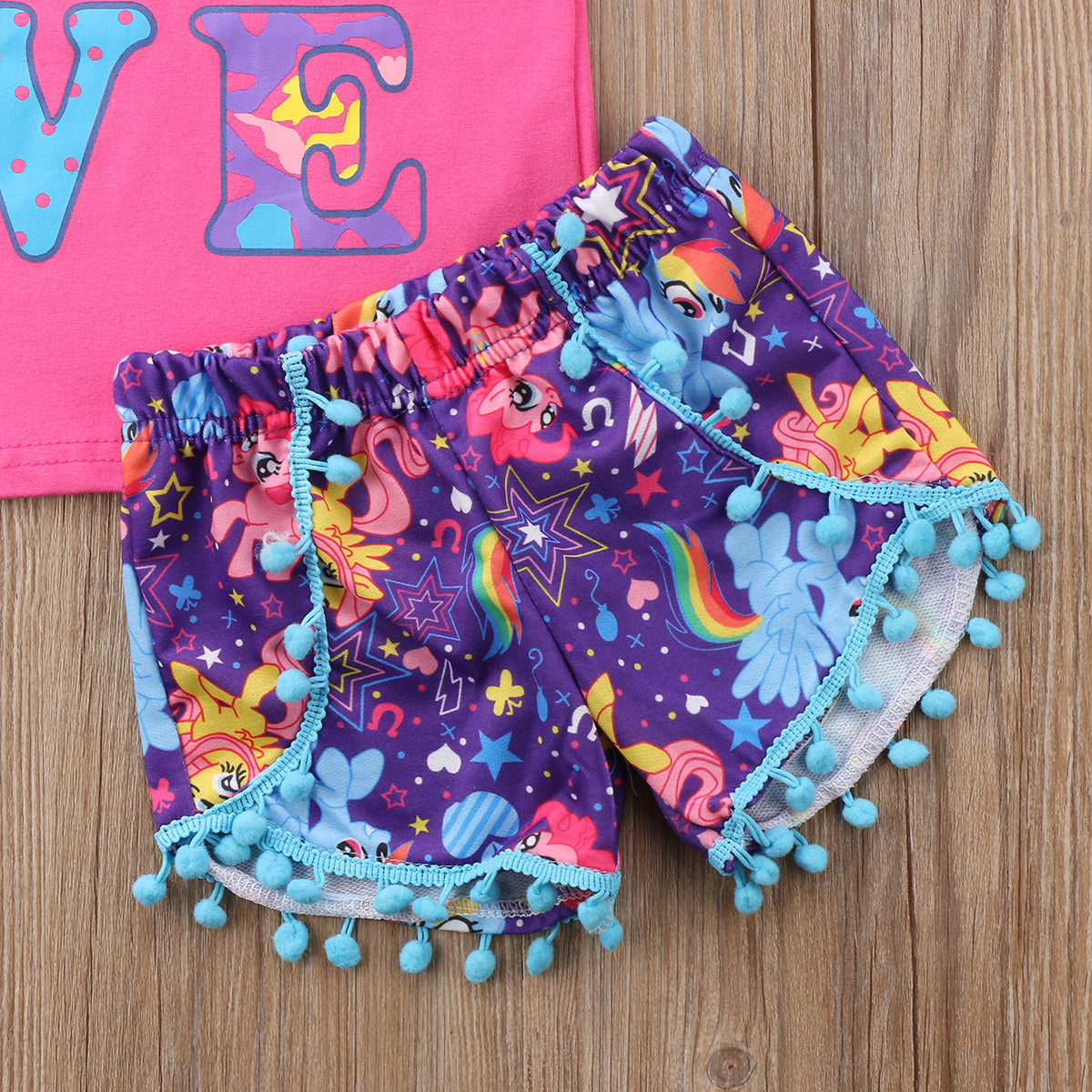 Purple Unicorn Tassel Shorts