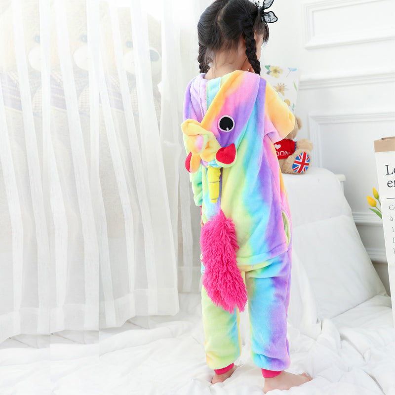 Back of Kids Rainbow Unicorn Onesie