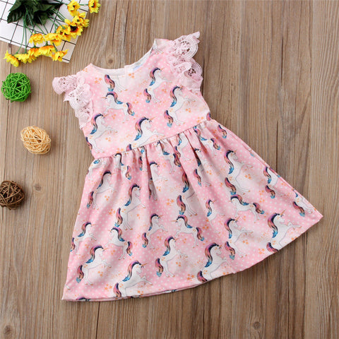 Pink Girls Unicorn Summer Dress