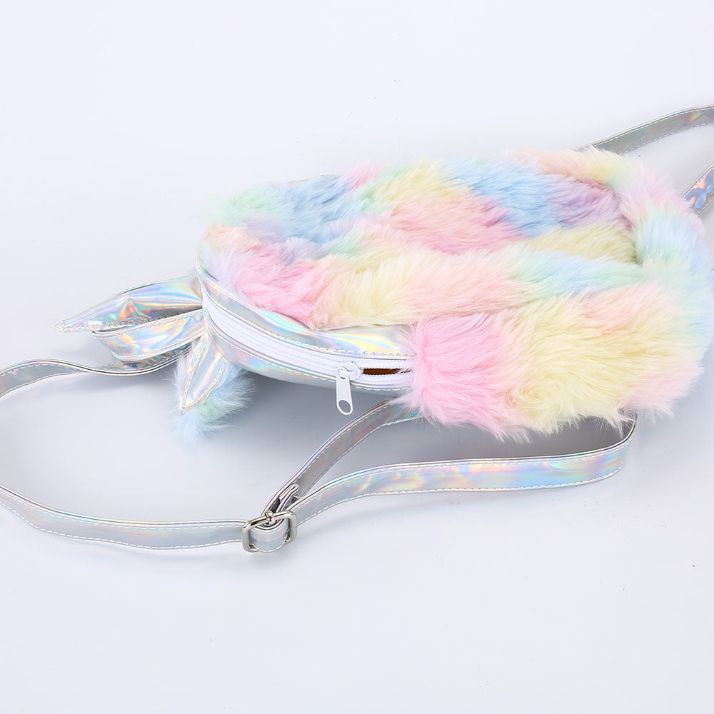 Plush Rainbow Unicorn Mini Backpack / Hand Bag - 100 Unicorns