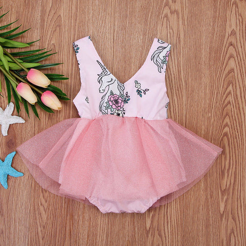 Pink Unicorn Romper Summer Dress