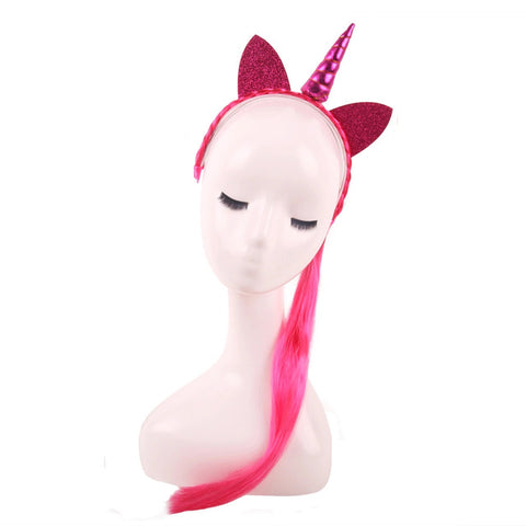 Glittery Unicorn Horn Headband w/ Ponytail