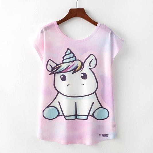 Women's Loose Cute Baby Unicorn T-Shirt