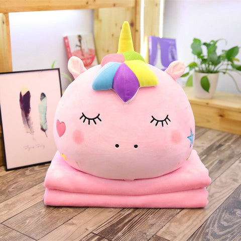 Pink Unicorn Pillow w/ Blanket